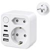 Carehabi 6 in 1 Ciabatta Multipresa con 2 USB-A e 2 USB-C | Presa Multipla, 17W PD Ciabatta Elettrica Multipresa compatta, ideale come Multipresa da Scrivania per casa, ufficio e viaggi