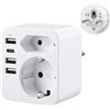 Carehabi 6 in 1 Ciabatta Multipresa con USB C e 3 USB-A, Presa Multipla | Multipresa USB compatta 17W PD, ideale come multipresa da scrivania e caricatore per casa o in viaggio