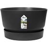 Elho Greenville Bowl 33cm Vasi per Piante - Living Black | ∅ 32.5 x A 19.4 cm | Sottovaso integrato | Adatto per uso esterno