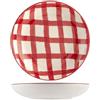 H&H Check Set 6 Piatti Fondi, Ceramica, 20cm, Natale, Rosso