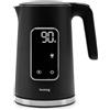 Huslog Bollitore Elettrico 1,7 L con Schermo Touch, 2200 W, Temperatura Regolabile 40-100 °C, 5 Livelli, Mantenimento Caldo, Base Girevole 360°, Spegnimento Automatico, Acciaio Inox, Nero