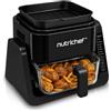 NutriChef Friggitrice ad Aria, Air Fryer Forno Digitale Senza Olio con Cestello o Ciotola Trasparente, Controllo Preciso di Tempo e Temperatura, Perfetta per Pollo, Dolci, Patatine e Bistecca