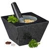 Relaxdays Mortaio con Pestello, XXL, in Granito, per Erbe e Spezie, 750 ml, 6,75 kg, Pietra Lucida, 12x19,5x19,5cm, Nero