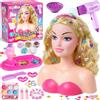 vamei 27PCS Testa da Truccare e Pettinare Bambina con Capelli Applicatore Strass | Set Parrucchiera con Asciugacapelli Giocattolo, Piastra, Make-Up Lavabile - Regalo Salone Bellezza per Ragazze 3 4 5 6 7 Anni