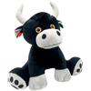 VEXORA Peluche Toro nero, 22 cm, giocattolo in morbido peluche | Animale della fattoria, per bambini e neonati, bambola seduta, corna decorative, occhi ricamati