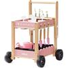 ROBUD Attrezzi da giardino per bambini con carrello in legno, set da giardino con annaffiatoio, pala, rastrello a mano, vasi per piante e tubi idroponici, attrezzi da giardino educativi per ragazzi e