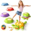 cossy Pietre Equilibrio Bambini, 5 Pezzi Pietra di Bilanciamento a Forma Rana con LED espressioni interattive, Stapelstein Impilabili Antiscivolo, Percorso Psicomotricità Bambini per Interni Esterni