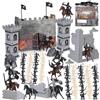 Maycoly 254PCS Set Gioco Cavalieri Castello Medievale, Set Gioco Base Militare Esercito in Plastica con Antichi Soldati Guerrieri, Action Figure, Cavalleria, Frecce, Torri per Bambini a partire da 3 Anni