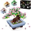 HOGOKIDS Botanicals - Set di piante artificiali 4 in 1 per adulti, fiori di ciliegio, collezione botanica, fiori, decorazione per la casa e la stanza, idea regalo fai da te per uomini e donne
