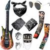 HTTDSLF 11 Pezzi Punk Gothic Rocker Kit, Set di Accessori Anni '70, Punk Rocker Party Kit, Accessori per Costume da Discoteca anni '70 '80 e '90, per Cosplay Feste Look