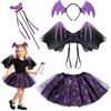 VorPrillynt Costume Pipistrello, Costume Pipistrello Halloween, Cosplay | 4 Pezzi Gonna Tulle, Costume Carnevale Pipistrello, Fée Baguette, Viola Tutù, Regalo per Carnevale Mascherata Cosplay
