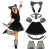 panemy Costume Lupo Bambina, Costume Lupo Mannaro Bambina, Set 6 Pezzi | Gonna in rete, cerchietto con orecchie di lupo, maschera, coda, polsini e coprigambe per Halloween e feste in maschera