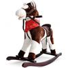BAKAJI Cavallo a Dondolo per Bambini con Suoni Realistici, Animale che Nitrisce e Muover la Bocca, Pony Marrone e Bianco con Struttura in Legno e Rivestimento in Morbido Tessuto, Gioco Idea Regalo