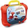 Multiprint Valigetta Travel Set Spidey, Made in Italy, Album da Colorare, con Puzzle e Matite, Set Timbrini Bimbi, in Legno e Gomma Naturale, Inchiostro Lavabile Atossico, Idea Regalo