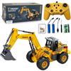 LioMaxi 9 Canale 1:16 quattro ruote escavatore telecomandato giocattolo,con luci e suono, pala in metallo,2.4G telecomando senza fili,Trattore Digger Giocattoli per bambini,per Regali Per Bambini