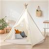 Wilwolfer Tenda per Bambini Cotone Tenda Gioco Bambini con Bandiere Colorate & Borsa Portaoggetti - Tende Indiana Teepee