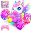 Kidluna Unicorno Macchina Telecomandata Bambini 2,4GHz RC Car con Luce & Flip 360°, Regalo Bambina Giochi Bambini 3-12 Anni, Gioco Bambina Giocattoli Bimba 4 5 6 7 8 9 10 Anni Femmina Natale Compleanno Regali