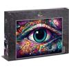 Ulmer Puzzleschmiede Puzzle da 1000 pezzi Specchio dell'anima - Ritratto intenso dell'occhio umano con strutture di colore cosmico e profondità simbolica - Motivo d'arte moderno - Qualità puzzle Made in Germany