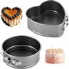 HhBdy 2Pezzi Tortiera Apribile,Tortiera Rimovibile 12cm Stampo Torta Antiaderente | Stampo a Cerniera Acciaio al Carbonio, Torta Forme Rotonde e a Cuore Teglia Forno per Ristorazione Casa Pasticceria
