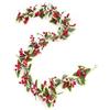 Jesustree Ghirlanda di Bacche Artificiali, 175cm Bacca Rossa Ghirlanda di Natale, Natalizio Ghirlanda Foglie di Agrifoglio Verde Appeso Pianta per Albero di Natale, Interni Esterni, Inverno, Decorazioni
