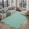 PureCozy Tappeto per soggiorno, 140 x 200 cm, verde, a pelo corto | Soffice tappeto lavabile, antiscivolo, a pelo corto, morbido, forma ondulata, per la cameretta dei bambini e la camera da