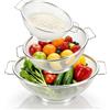 Teuaplo 3 Pezzi Set Scolapasta,18/22/24cm in Metallo Microperforato con Manico, Grande Contenitore Impilabile,per lavare Scolare Pasta, Verdura, Frutta, Spaghetti, lavabile in lavastoviglie