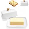 Kezidhp Porta Formaggio & Porta Burro da Frigorifero per 250g | Contenitore bianco in ceramica con coperchio, adatto a frigo e lavastoviglie, per burro e formaggio