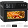 GUIVACI Friggitrice ad Aria XXL 30L - Forno senza Olio con Girarrosto, 21 Programmi, 9 Accessori, Display Touch LED, 1800W, 80-230°C, Incluso Libretto Ricett