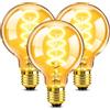 Caldarax Lampadina LED Edison Vintage E27 Dimmerabile, 4W LED Filamento Equivalente a 40W, Vetro Ambrata, Bianca Calda 2200K, 220-240V, Globo G80 E27 Retro Lampadine Decorative Filamento, 3 Pezzi