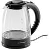 GOURMETmaxx Bollitore in vetro 1,8 L con LED Blue Vision, nero, 1800 W, filtro anticalcare, senza fili, spegnimento automatico, indicatore del livello dell'acqua, certificato TÜV & GS, senza BPA