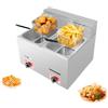 Armanyya Doppia friggitrice, friggitrice a gas con 2 cesti friggitrici in acciaio inox, capacità 2 x 6 l, accensione elettronica, massima 200 °C, riscaldamento rapido per uso domestico e commerciale