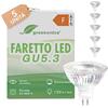 greenandco 5x Faretti LED 12V GU5.3 dimmerabili 3000K, 6.5W 510lm, IRC 90+ | MR16 LED COB 12V bianco caldo, sostituiscono 45W, angolo del fascio 38°, elevato indice di resa cromatica, senza sfarfallio