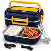 081 Store - Scaldavivande Elettrico Portatile 40W 1,5L, Porta Pranzo Riscaldabile con Vaschetta Acciaio Inox, Lunch Box Termico 110/220V 12V 24V per Auto Camion Ufficio, Schiscetta Pranzo con Posate
