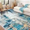 Yunhan Tappeto Pelo Corto 160x230 cm, Moderno Astratto, Lavabile, Antiscivolo | Morbido tappeto color ottanio e beige, poco soggetto a spargimento di fibre, ideale per soggiorno e camera da letto