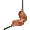 HERCHR Padella a doppio lato, 19 cm/7,48 pollici Padella facile da capovolgere Pentola antiaderente per uova fritte Piastra per barbecue Pancake Maker Padella per pentole dacucina