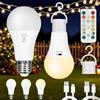 Kambo E27 LED Lampadina Ricaricabile con Telecomando Dimmerabile 7W | Batteria 2600mAh, 3 Colori, Funzione Temporizzazione Cambia colore per Campeggio o Illuminazione di Emergenza, 2 Pezzi