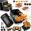 Dictien Teglia Silicone per Friggitrice ad Aria per Ninja AF400EU/ DZ400EU/ SL400EU | 21 Pezzi Accessori Air Fryer, per Ninja Dual Zone & Double Stack XL 9,5L, con Pieghevole Contenitori, Griglia, Stampo Waffle