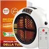 Eurocali Mini Stufetta Elettrica Portatile 600W Basso Consumo da Parete Insta Caldo | Calore Rapido Velocità e Temperatura Regolabili con Telecomando e Timer di Autospegnimento Senza Cavo - Ø113x65mm