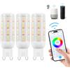 I-SHUNFA Wi-Fi RGBCW Smart G9 Lampadine LED,Compatibile Alexa/Google Home | AC 230V Multicolore Dimmerabile,2700K-6500K,Luminosità Regolabile 1%-100%,4W,400LM,Sincronizzazione Musicale,Confezione da 3