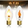 BrightWish 2 Pezzi Lampadina Fiamma E27 1800K con 2 Modi Sfarfalleggiante & Luce Fissa | Solo 0,3W - luce calda ambrata 1800K per momenti accoglienti e serate di Halloween ricche di atmosfera