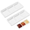 Housoutil 2 Pz 6 Pollice Bianco Puro Dip Vassoio In Ceramica Dip Con 3 Scomparti Rettangolare Diviso Ciotole Salsa Per Piatto Salsa Di Soia