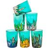 MurArt Set 6 Bicchieri Liquore in Vetro di Murano Collezione Smeraldo Misto Realizzati a Mano in Italia Bicchieri Liquore Conici in Vetro Soffiato Artigianale Made in Italy B2