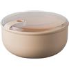 OMADA Contenitore Ermetico per Alimenti da 1,8 L, Porta Pranzo Rotondo | Contenitore con Coperchio Trasparente 20,7x20,7xH10 cm, Lavabile in Lavastoviglie, Chiusura Ermetica, Collezione Pull Box