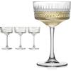 Oceano Set di 4 Calici Champagne e Cocktail in Cristallo Intagliato Coppe Retrò in Stile Vintage da 250ml Ideali per Bollicine, Martini e Dessert Design Elegante per Cerimonie e Feste