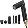 Generic Asciugacapelli 6 in 1 con Accessori Intercambiabili, Styler per Capelli con Spazzola Volumizzante, Spazzola Lisciante, Diffusore, Concentratore e Accessori Arricciacapelli, Nero e Oro