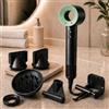 NARCISO - Asciugacapelli Ionico 1400W con Diffusore ed altri 6 Accessori per Capelli Sempre Perfetti, Phon Capelli Professionale con Flusso d'Aria Potente a Rapida Asciugatura (Verde)
