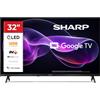 Sharp 32HF3365E TV 32" QLED HD Ready 60Hz, Google TV, Nero | Smart TV Sharp 32" QLED HD Ready con Google TV, Quantum Dot, HDR10, Google Cast, Bluetooth, 3 HDMI e 2 USB.