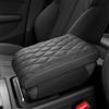POKSRI cuscino bracciolo auto pelle PU,Nero Bracciolo Box mat,Schiuma memoria Vera pelle mucca,Cuscino poggiabraccio consolle(sizeB 35.5x20x4.5cm)