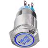 Mintice Acciaio Inossidabile Blu Luce Auto Momentaneo Bilanciere Pulsante | 12V 5A Interruttore a Levetta in Metallo 19mm Engine Start
