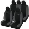 Rebeca Shop Coprisedili per auto universali - Racing LS01 - schienali posteriori con 2 zip - airbag compatibili, 210 Gabardine (Nero/Grigio, Posteriori in tinta con anteriori)